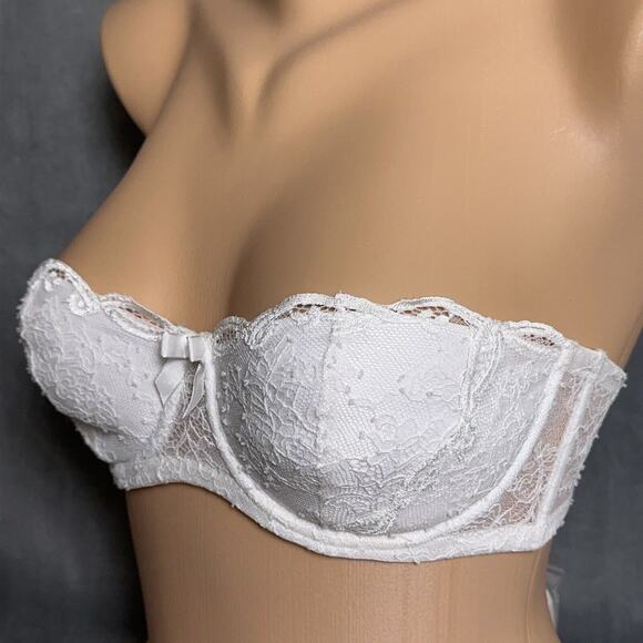 New Agent Provocateur Love Strapless Bra White Size 32C Straps Padded Bridal